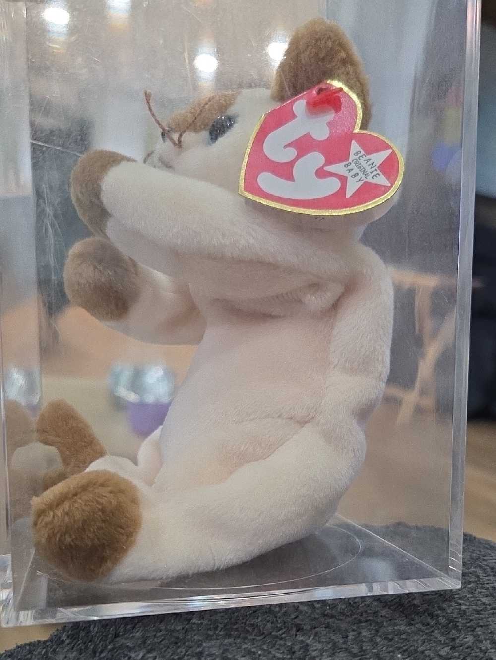 Ty Cream and Brown Hamster Plush with Heart Tag